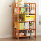 Modern Bamboo Floor Shelf Bookcase Open Etagere Bookshelf for Study Room