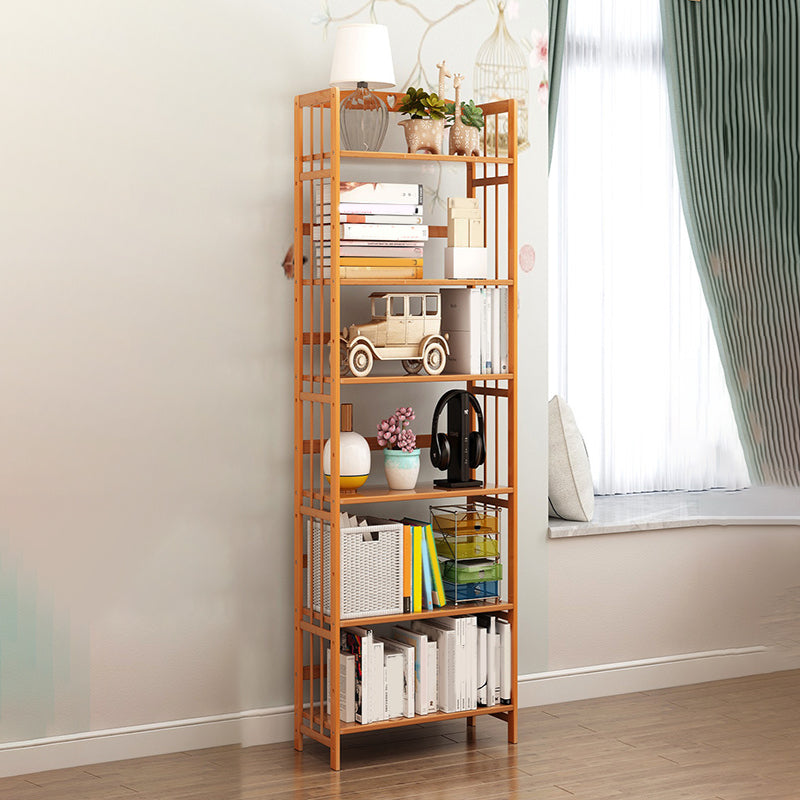 Modern Bamboo Floor Shelf Bookcase Open Etagere Bookshelf for Study Room