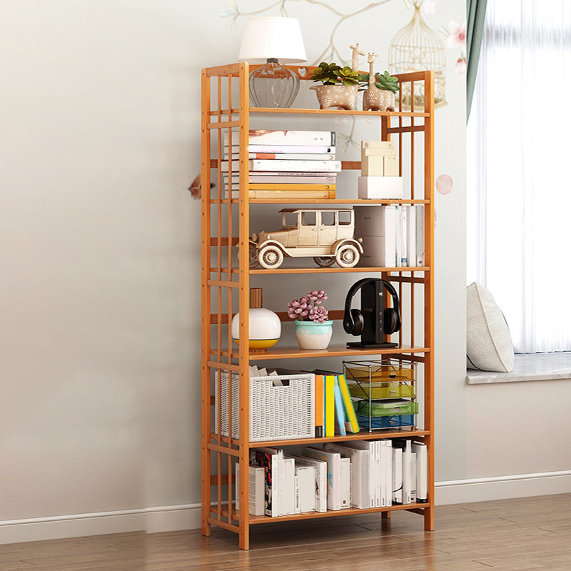 Modern Bamboo Floor Shelf Bookcase Open Etagere Bookshelf for Study Room