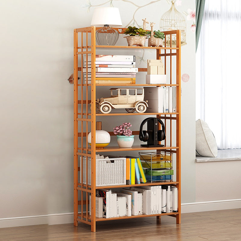 Modern Bamboo Floor Shelf Bookcase Open Etagere Bookshelf for Study Room