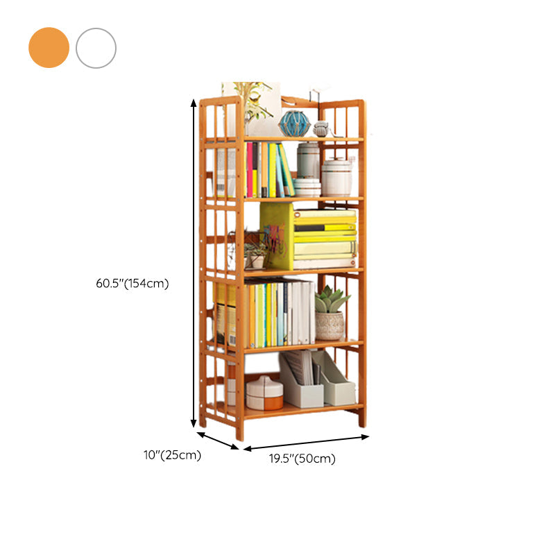 Modern Bamboo Floor Shelf Bookcase Open Etagere Bookshelf for Study Room