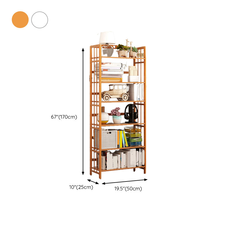Modern Bamboo Floor Shelf Bookcase Open Etagere Bookshelf for Study Room