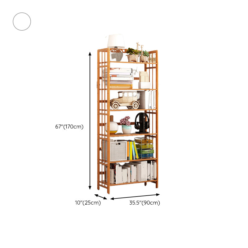 Modern Bamboo Floor Shelf Bookcase Open Etagere Bookshelf for Study Room
