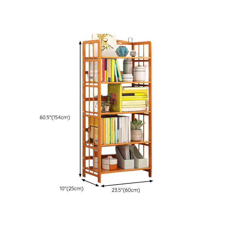 Modern Bamboo Floor Shelf Bookcase Open Etagere Bookshelf for Study Room