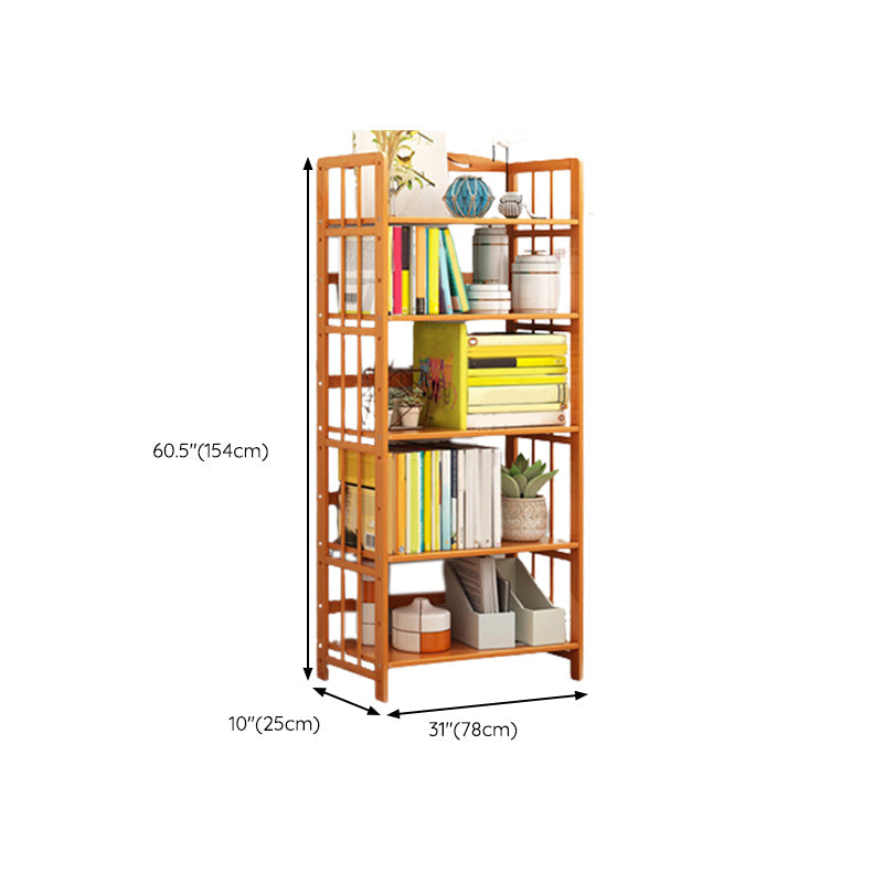 Modern Bamboo Floor Shelf Bookcase Open Etagere Bookshelf for Study Room