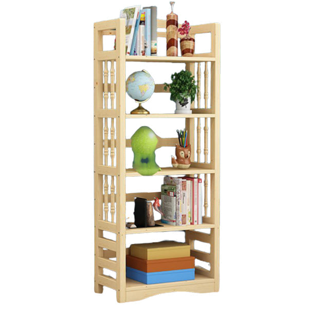 Etagere Vertical Modern Book Shelf Natural Wooden Shelf Bookcase for Study Room 31"L x 12"W x 61"H Natural Clearhalo 'Bookcases' 'furn' 'furn_bookcases' 'Furniture' 'Office Furniture' 6343391