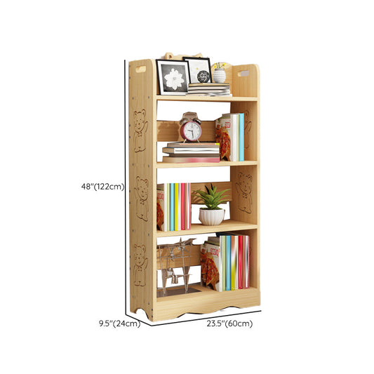 Modern Vertical Wooden Shelf Bookcase Shelves Included Natural Bookshelf for Home