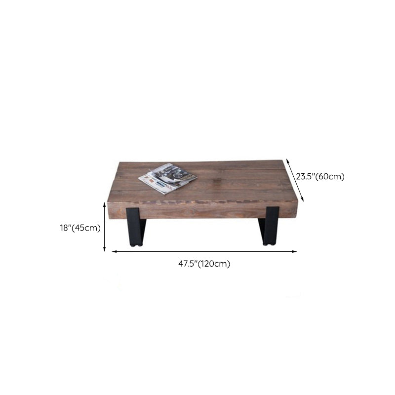 Solid Wood Sled Coffee Cocktail Table in Brown of 17.7" High
