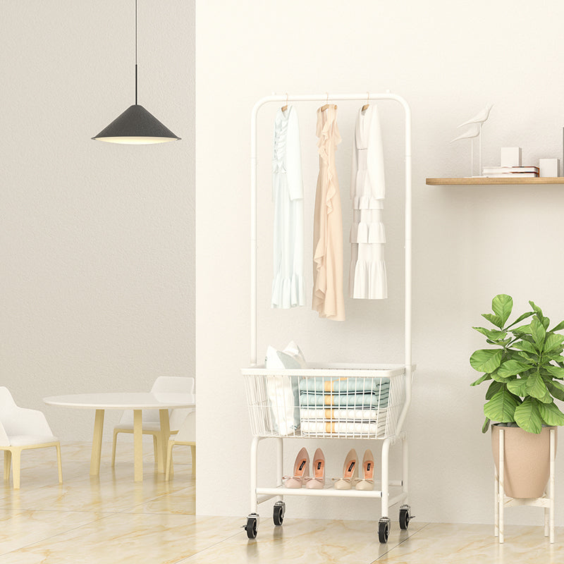 Stainless Steel Free Standing Hall Tree with Storage Basket Hall Stand for Living Room White-Black Clearhalo 'Entry & Mudroom Furniture' 'furn' 'furn_hall_tree_coat_racks' 'Furniture' 'Hall Trees & Coat Racks' 'hall_tree_coat_racks' 6344023