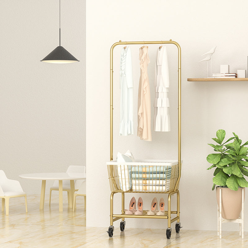 Stainless Steel Free Standing Hall Tree with Storage Basket Hall Stand for Living Room Black-Gold Clearhalo 'Entry & Mudroom Furniture' 'furn' 'furn_hall_tree_coat_racks' 'Furniture' 'Hall Trees & Coat Racks' 'hall_tree_coat_racks' 6344026