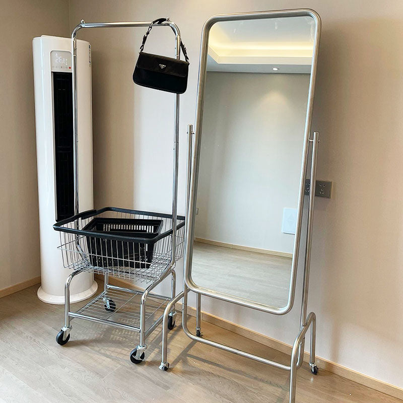 Stainless Steel Free Standing Hall Tree with Storage Basket Hall Stand for Living Room Clearhalo 'Entry & Mudroom Furniture' 'furn' 'furn_hall_tree_coat_racks' 'Furniture' 'Hall Trees & Coat Racks' 'hall_tree_coat_racks' 6344032