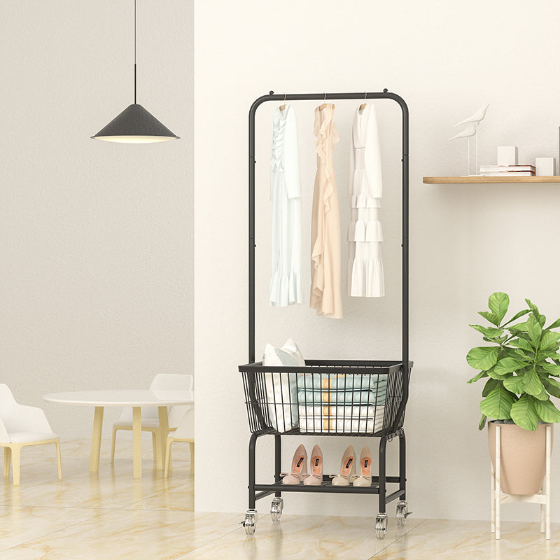 Stainless Steel Free Standing Hall Tree with Storage Basket Hall Stand for Living Room Black Clear Clearhalo 'Entry & Mudroom Furniture' 'furn' 'furn_hall_tree_coat_racks' 'Furniture' 'Hall Trees & Coat Racks' 'hall_tree_coat_racks' 6344034