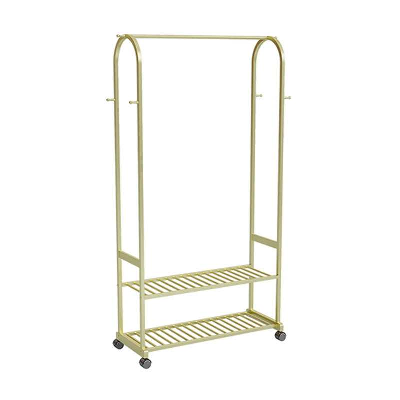 Contemporary Free Standing Coat Rack Storage Shelves Metal Coat Rack with Castors Clearhalo 'Entry & Mudroom Furniture' 'furn' 'furn_hall_tree_coat_racks' 'Furniture' 'Hall Trees & Coat Racks' 'hall_tree_coat_racks' 6344090
