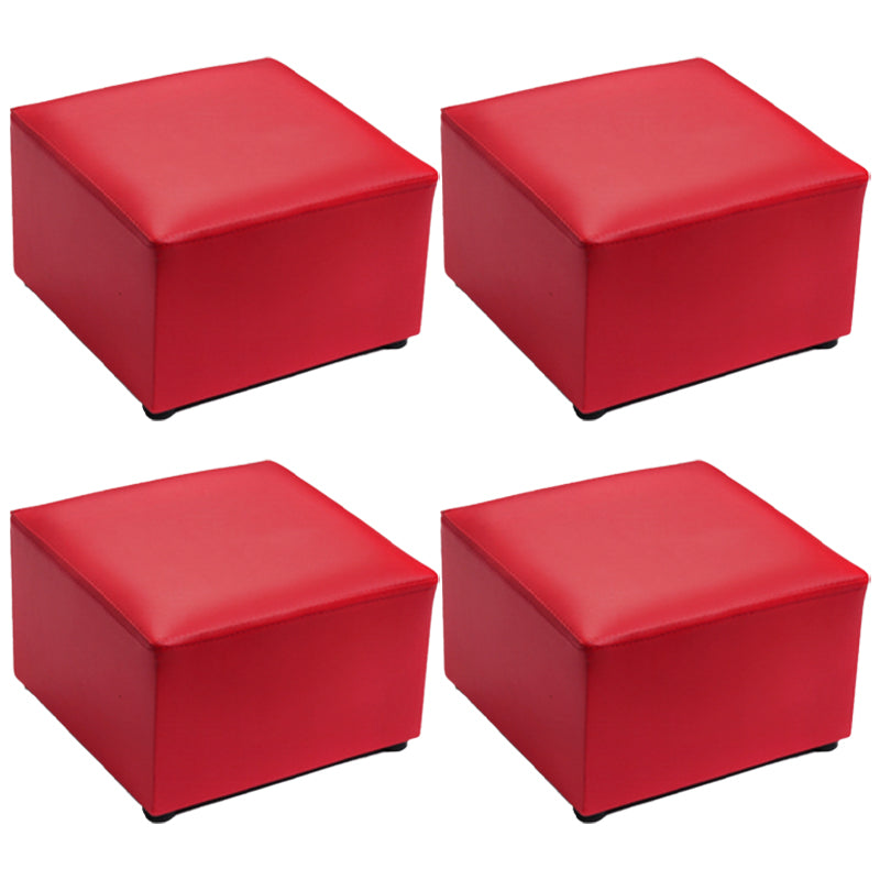 Modern Solid Color Pouf Standard Square Stain Resistant Cube for Living Room Red 4 Piece Set Clearhalo 'furn' 'furn_ottomans_poufs' 'Furniture' 'Living Room Furniture' 'Ottomans & Poufs' 'ottomans_poufs' 6344551