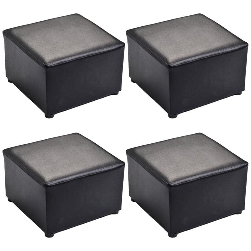 Modern Solid Color Pouf Standard Square Stain Resistant Cube for Living Room Black 4 Piece Set Clearhalo 'furn' 'furn_ottomans_poufs' 'Furniture' 'Living Room Furniture' 'Ottomans & Poufs' 'ottomans_poufs' 6344555