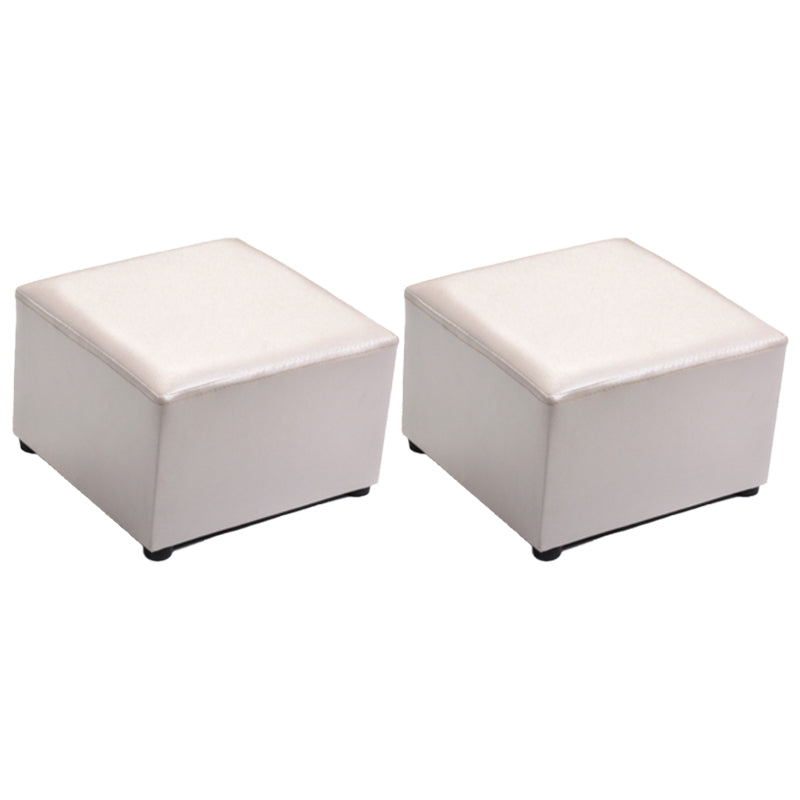 Modern Solid Color Pouf Standard Square Stain Resistant Cube for Living Room White 2 Piece Set Clearhalo 'furn' 'furn_ottomans_poufs' 'Furniture' 'Living Room Furniture' 'Ottomans & Poufs' 'ottomans_poufs' 6344561