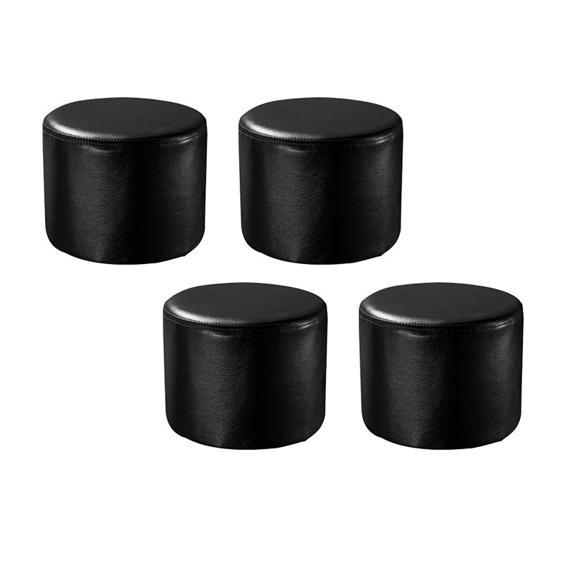 Modern Solid Color Pouf Mildew Resistant Round Pouf for Drawing Room Black 4 Piece Set Clearhalo 'furn' 'furn_ottomans_poufs' 'Furniture' 'Living Room Furniture' 'Ottomans & Poufs' 'ottomans_poufs' 6344577
