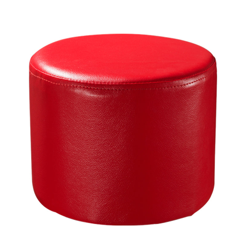 Modern Solid Color Pouf Mildew Resistant Round Pouf for Drawing Room Red 1 Piece Clearhalo 'furn' 'furn_ottomans_poufs' 'Furniture' 'Living Room Furniture' 'Ottomans & Poufs' 'ottomans_poufs' 6344581