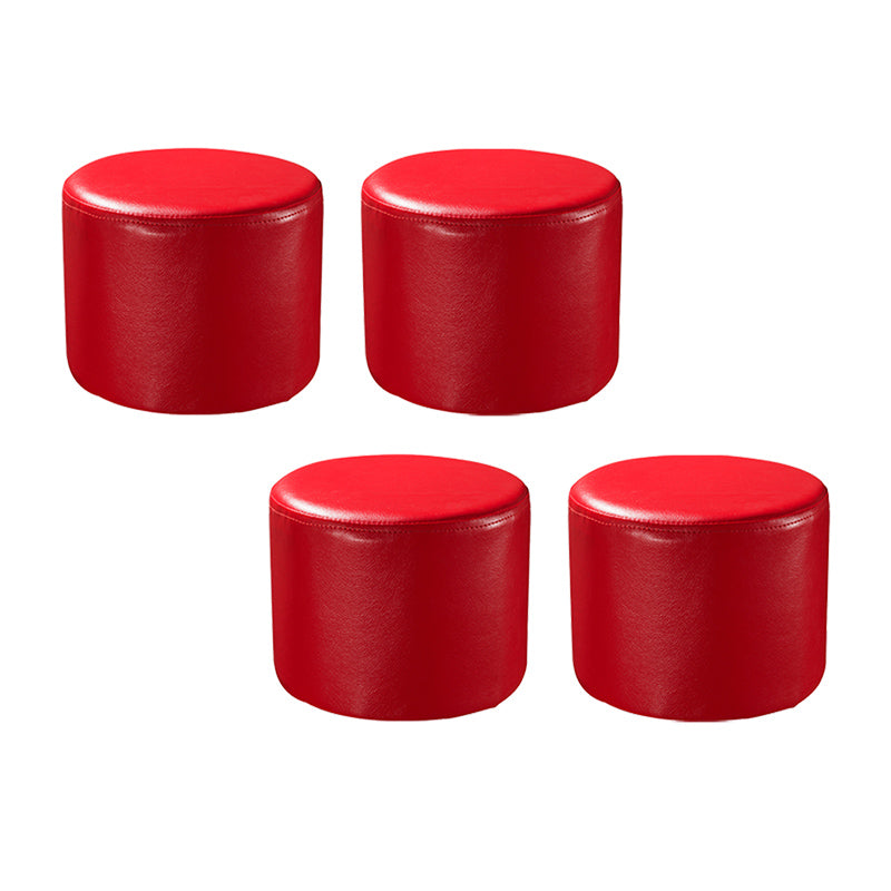 Modern Solid Color Pouf Mildew Resistant Round Pouf for Drawing Room Red 4 Piece Set Clearhalo 'furn' 'furn_ottomans_poufs' 'Furniture' 'Living Room Furniture' 'Ottomans & Poufs' 'ottomans_poufs' 6344583