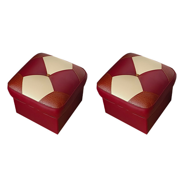 Modern Color Piece Standard Water Resistant Square Standard for Drawing Room Red Brown 2 Piece Set Clearhalo 'furn' 'furn_ottomans_poufs' 'Furniture' 'Living Room Furniture' 'Ottomans & Poufs' 'ottomans_poufs' 6344594