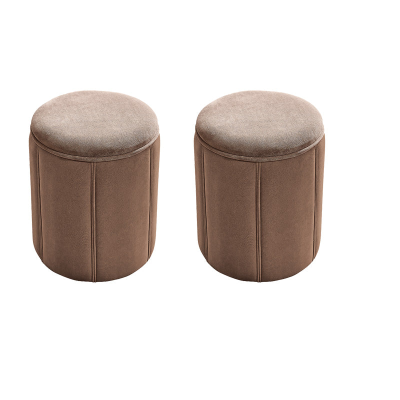 Modern Round Pouf Pure Color Tear Resistant Pouf for Drawing Room Brown 2 Piece Set Clearhalo 'furn' 'furn_ottomans_poufs' 'Furniture' 'Living Room Furniture' 'Ottomans & Poufs' 'ottomans_poufs' 6344611