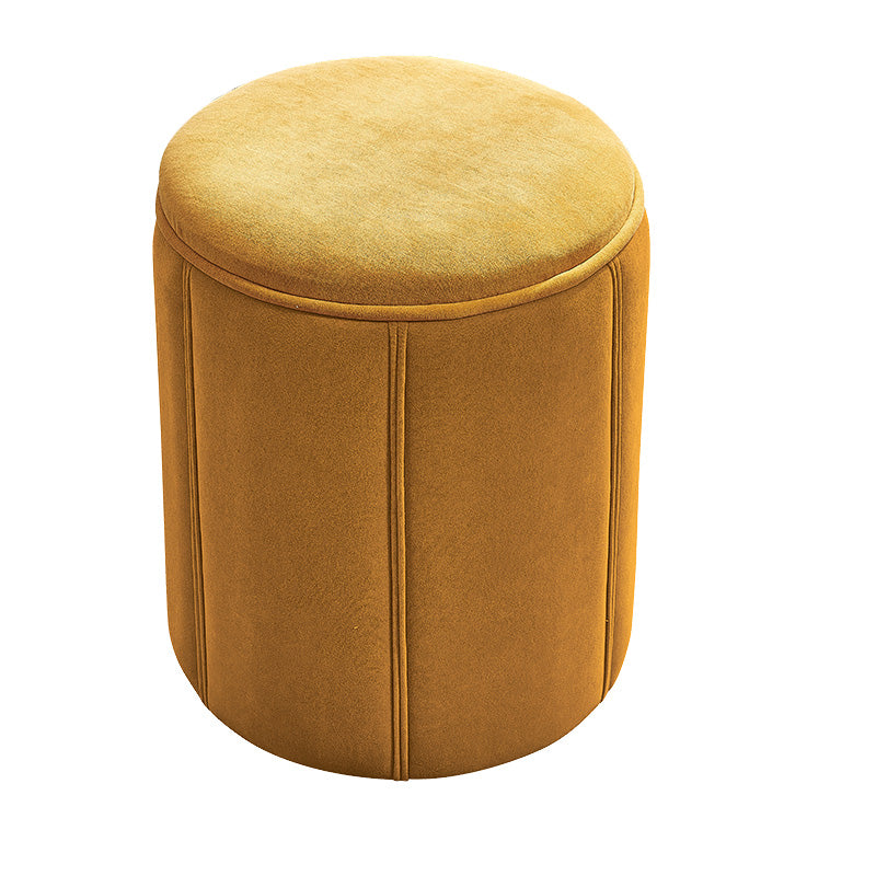 Modern Round Pouf Pure Color Tear Resistant Pouf for Drawing Room Yellow 1 Piece Clearhalo 'furn' 'furn_ottomans_poufs' 'Furniture' 'Living Room Furniture' 'Ottomans & Poufs' 'ottomans_poufs' 6344615