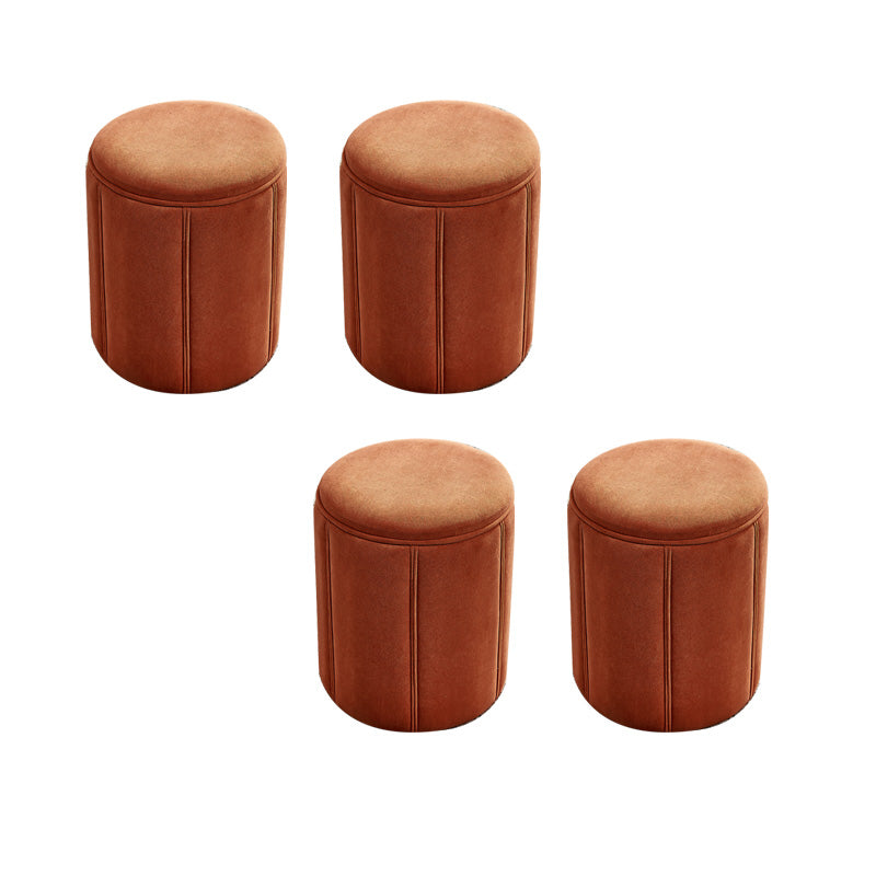 Modern Round Pouf Pure Color Tear Resistant Pouf for Drawing Room Orange 4 Piece Set Clearhalo 'furn' 'furn_ottomans_poufs' 'Furniture' 'Living Room Furniture' 'Ottomans & Poufs' 'ottomans_poufs' 6344624