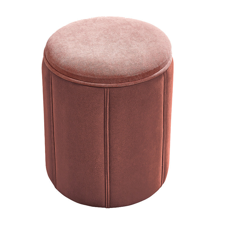 Modern Round Pouf Pure Color Tear Resistant Pouf for Drawing Room Pink 1 Piece Clearhalo 'furn' 'furn_ottomans_poufs' 'Furniture' 'Living Room Furniture' 'Ottomans & Poufs' 'ottomans_poufs' 6344625