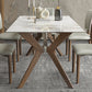 Moderner Tisch mit gesinterter Steinplatte, rechteckiger Tisch mit Holzsockel