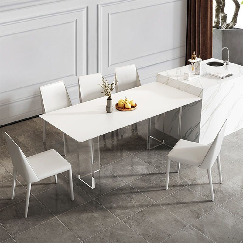 Modern Sintered Stone Top Dining Table Rectangle Table with Plastic Base