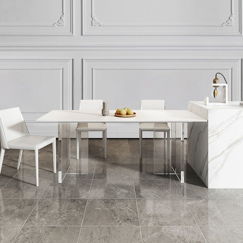 Modern Sintered Stone Top Dining Table Rectangle Table with Plastic Base