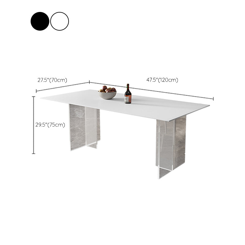Modern Sintered Stone Top Dining Table Rectangle Table with Plastic Base
