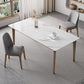 Table rectangulaire Table de salle à manger en pierre frittée moderne médiévale avec base en bois