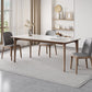 Table rectangulaire Table de salle à manger en pierre frittée moderne médiévale avec base en bois