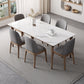 Table rectangulaire Table de salle à manger en pierre frittée moderne médiévale avec base en bois
