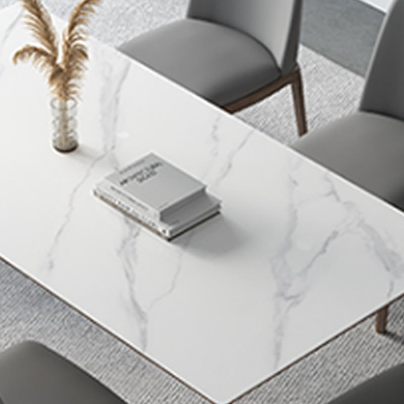 Table rectangulaire Table de salle à manger en pierre frittée moderne médiévale avec base en bois