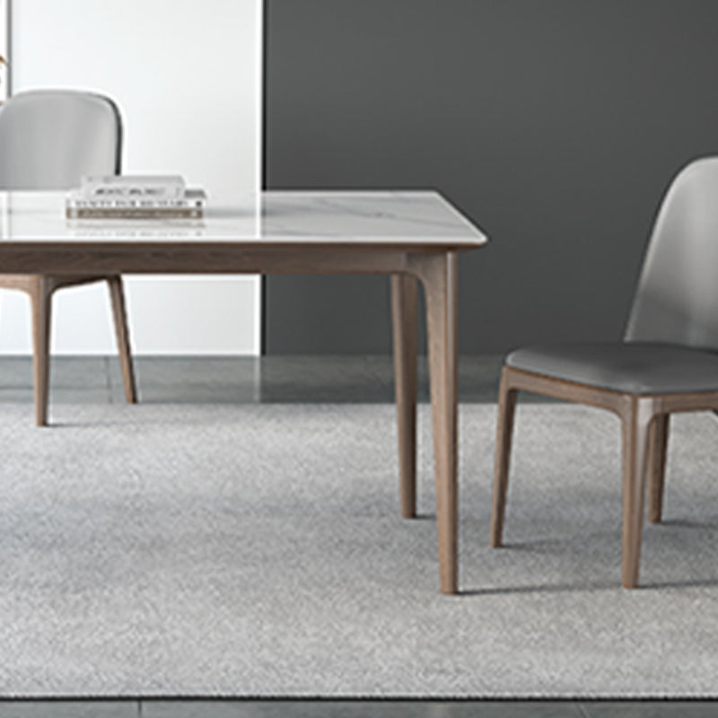 Table rectangulaire Table de salle à manger en pierre frittée moderne médiévale avec base en bois