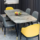Modern Sintered Stone Dining Table in Grey Rectangle Table with Wooden Base