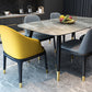 Modern Sintered Stone Dining Table in Grey Rectangle Table with Wooden Base
