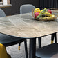 Modern Sintered Stone Dining Table in Grey Rectangle Table with Wooden Base