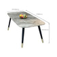 Modern Sintered Stone Dining Table in Grey Rectangle Table with Wooden Base
