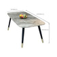 Modern Sintered Stone Dining Table in Grey Rectangle Table with Wooden Base