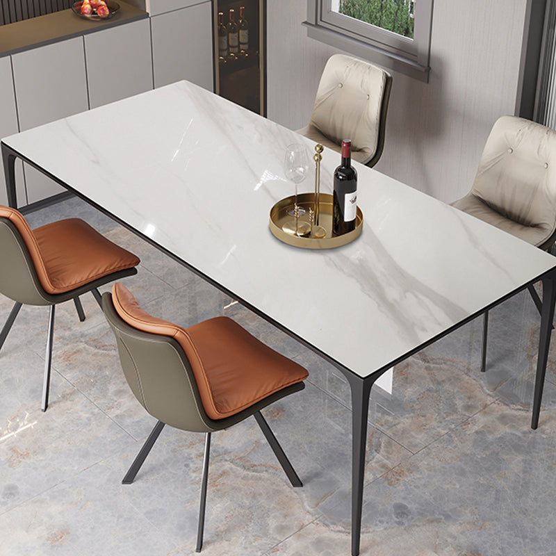 Modern Sintered Stone Dining Table Rectangle Table with Metal Base for Home White Without Chairs Clearhalo 'Dining Tables & Seating' 'Dining Tables' 'dining_table' 'furn' 'furn_dining_table' 'Furniture' 'Kitchen & Dining Furniture' 6347065
