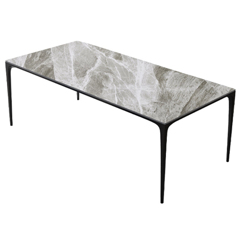 Modern Sintered Stone Dining Table Rectangle Table with Metal Base for Home Gray Without Chairs Clearhalo 'Dining Tables & Seating' 'Dining Tables' 'dining_table' 'furn' 'furn_dining_table' 'Furniture' 'Kitchen & Dining Furniture' 6347068