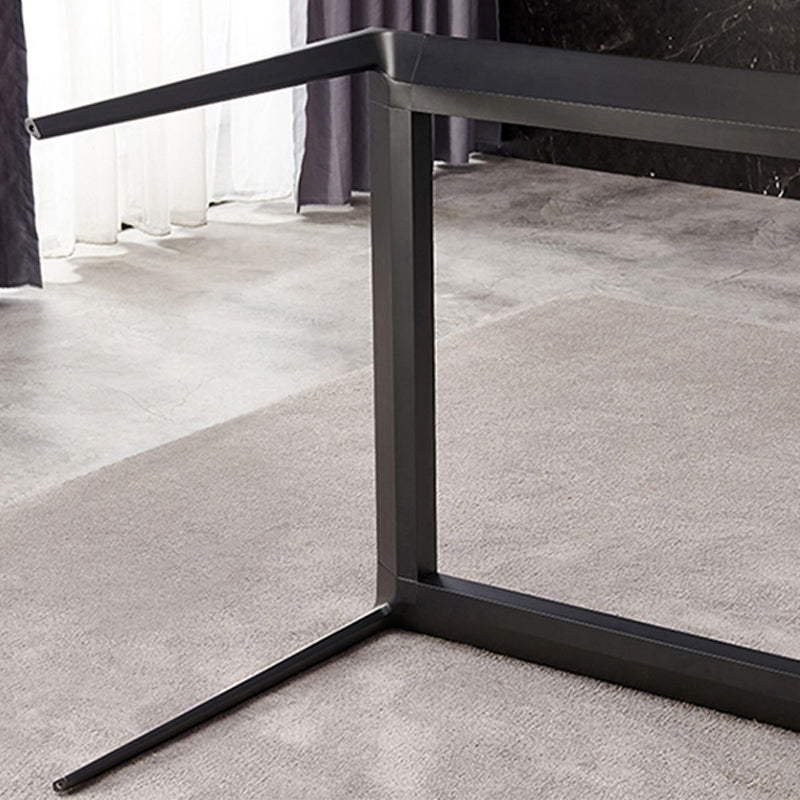 Modern Sintered Stone Dining Table Rectangle Table with Metal Base for Home Clearhalo 'Dining Tables & Seating' 'Dining Tables' 'dining_table' 'furn' 'furn_dining_table' 'Furniture' 'Kitchen & Dining Furniture' 6347069