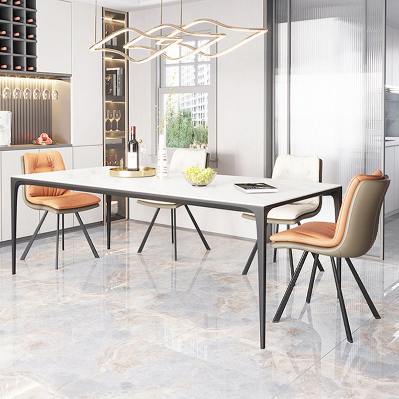 Modern Sintered Stone Dining Table Rectangle Table with Metal Base for Home Clearhalo 'Dining Tables & Seating' 'Dining Tables' 'dining_table' 'furn' 'furn_dining_table' 'Furniture' 'Kitchen & Dining Furniture' 6347072