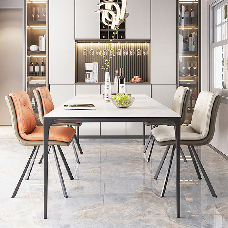 Modern Sintered Stone Dining Table Rectangle Table with Metal Base for Home Clearhalo 'Dining Tables & Seating' 'Dining Tables' 'dining_table' 'furn' 'furn_dining_table' 'Furniture' 'Kitchen & Dining Furniture' 6347073
