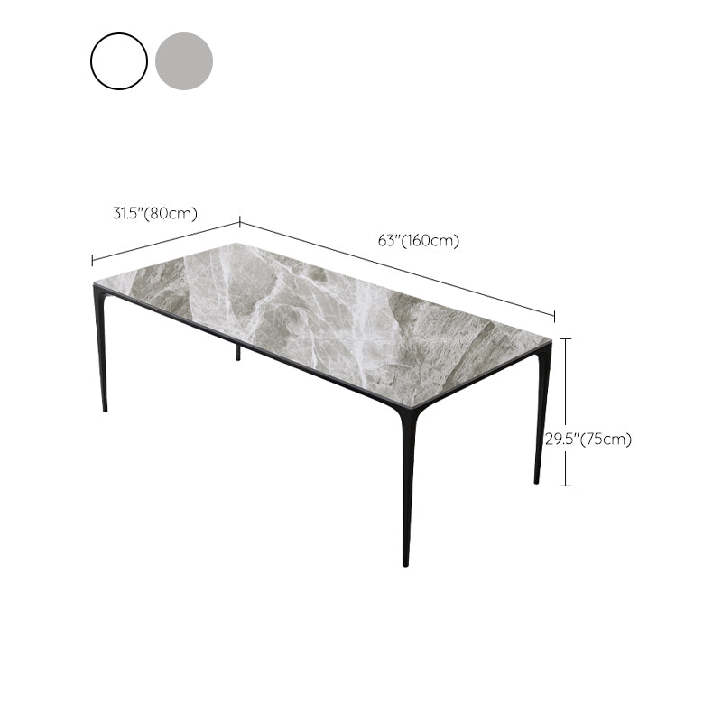 Modern Sintered Stone Dining Table Rectangle Table with Metal Base for Home Clearhalo 'Dining Tables & Seating' 'Dining Tables' 'dining_table' 'furn' 'furn_dining_table' 'Furniture' 'Kitchen & Dining Furniture' 6347076