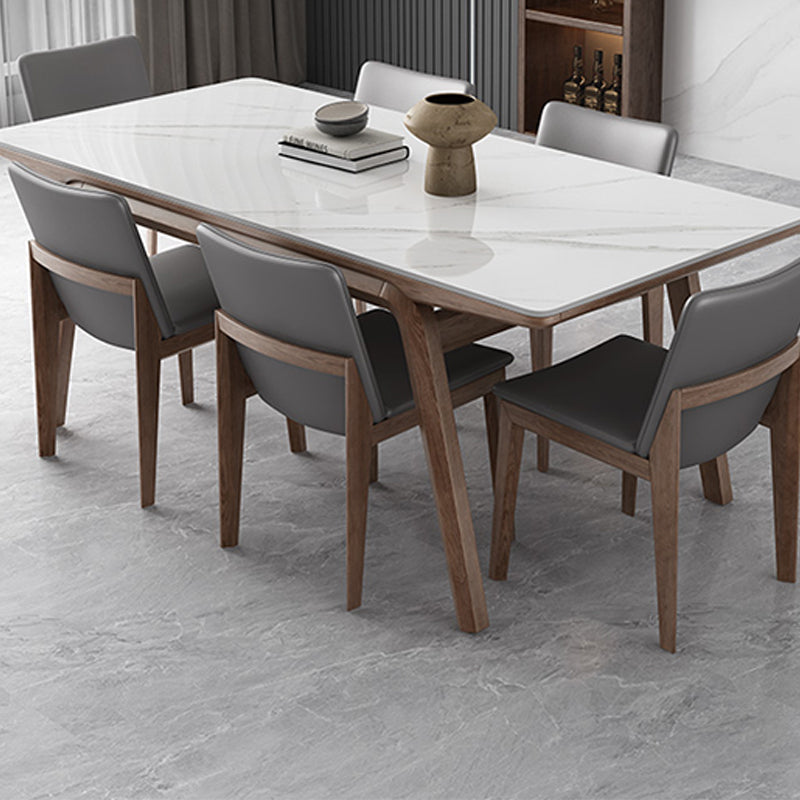Rectangle Table Medieval Modern Sintered Stone Top Dining Table with Wooden Base 70.9"L x 35.4"W x 29.5"H Without Chairs Clearhalo 'Dining Tables & Seating' 'Dining Tables' 'dining_table' 'furn' 'furn_dining_table' 'Furniture' 'Kitchen & Dining Furniture' 6347080
