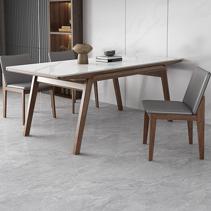 Rectangle Table Medieval Modern Sintered Stone Top Dining Table with Wooden Base Clearhalo 'Dining Tables & Seating' 'Dining Tables' 'dining_table' 'furn' 'furn_dining_table' 'Furniture' 'Kitchen & Dining Furniture' 6347081
